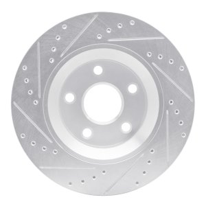 Jeep Wrangler Brake Rotor (1) - Front Right - R1 Concepts - Drilled & Slotted - Silver - `12-`18